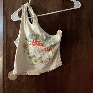 Forever 21 Cream Graphic Crop Top